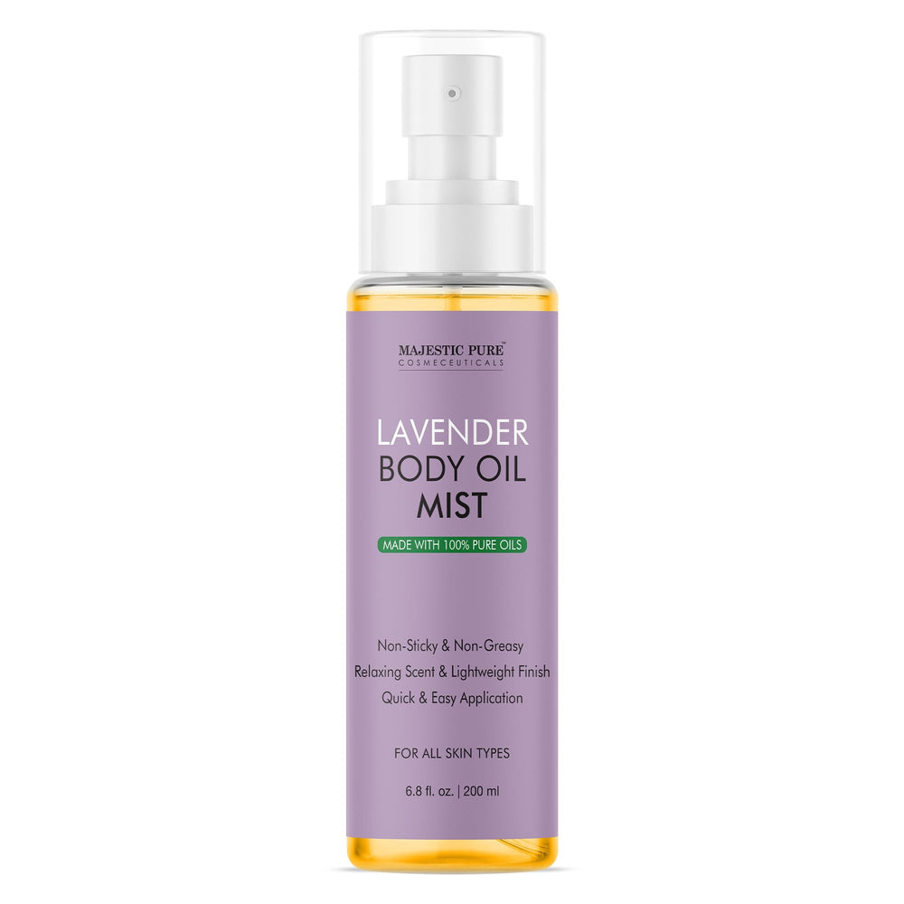 Brume huile lavande Majestic Pure, bouteille élégante prête pour détente après douche