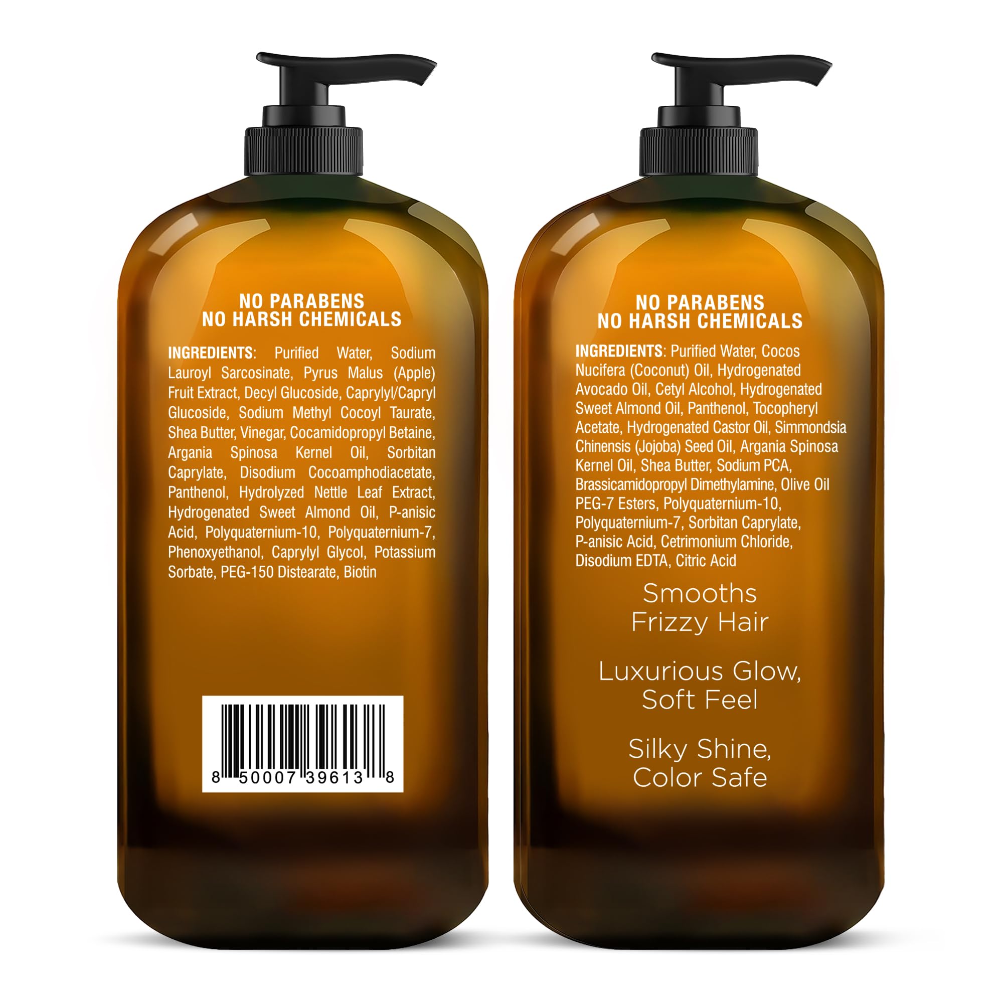 Cheveux brillants après utilisation, effet nourrissant du duo Majestic Pure.