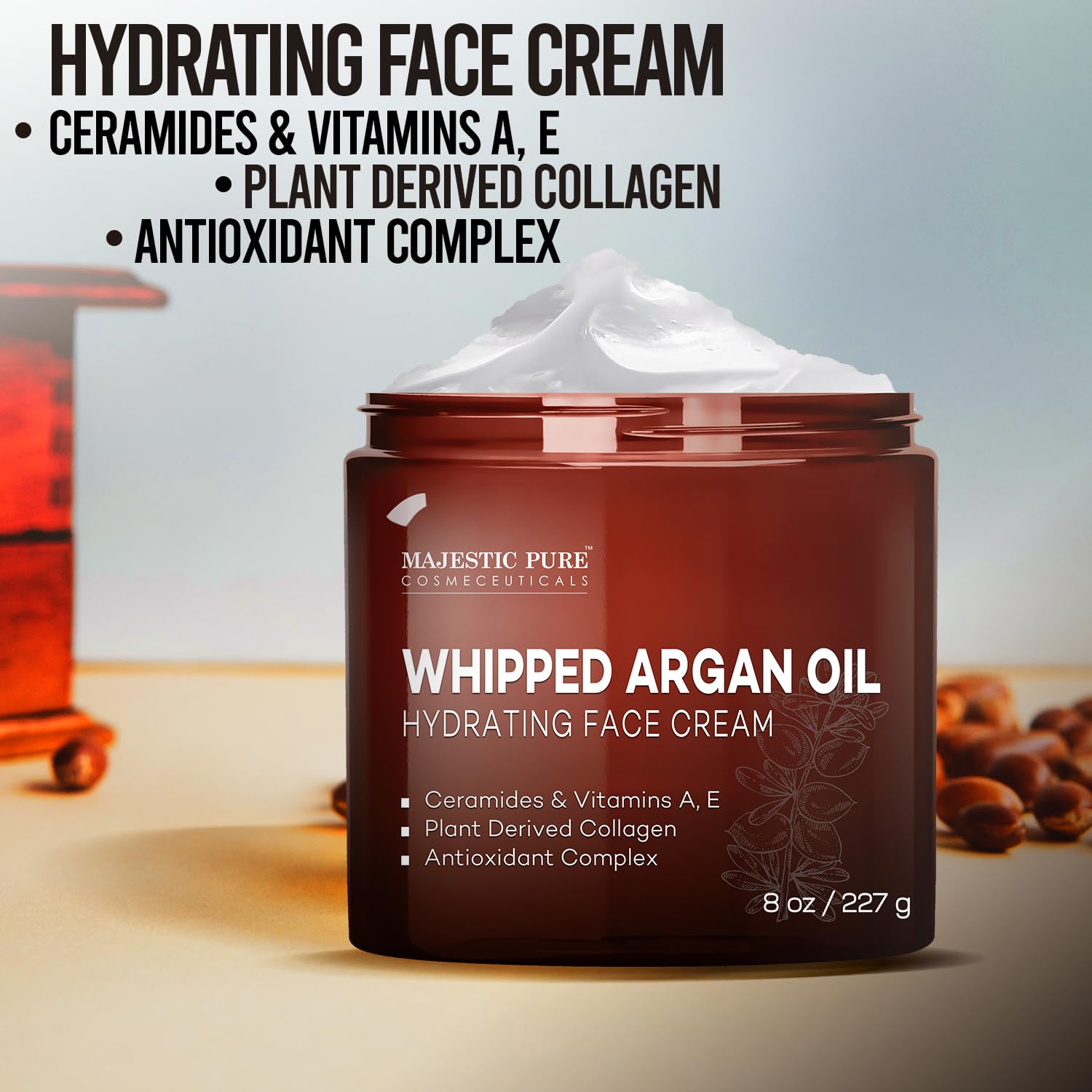 Majestic Pure Crème Argan: céramides pour renforcer la barrière cutanée.