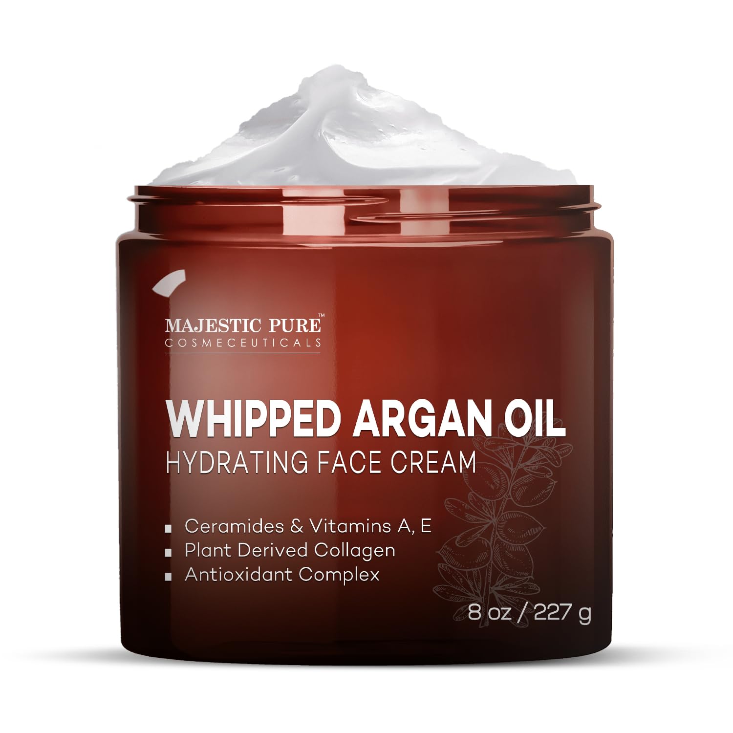 Majestic Pure Crème Argan visage: application douce pour hydratation durable.