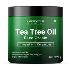 Majestic Pure Crème Visage Tea Tree Oil, ceramides et vitamines, peau nourrie.