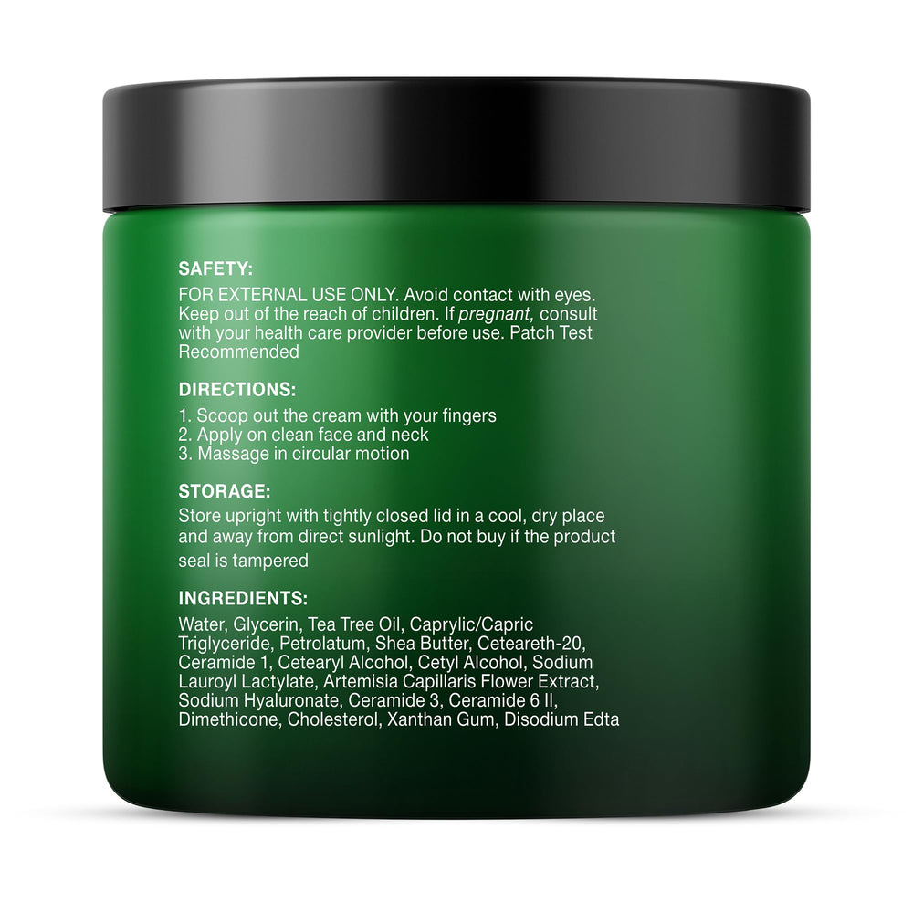 Majestic Pure Crème Visage Tea Tree Oil, produit sans cruauté et sans colorants.