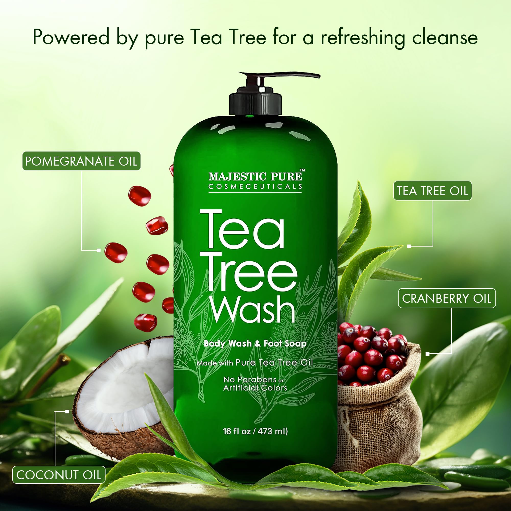Majestic Pure Gel Douche Arbre à Thé — peau nourrie et revitalisée après l'utilisation