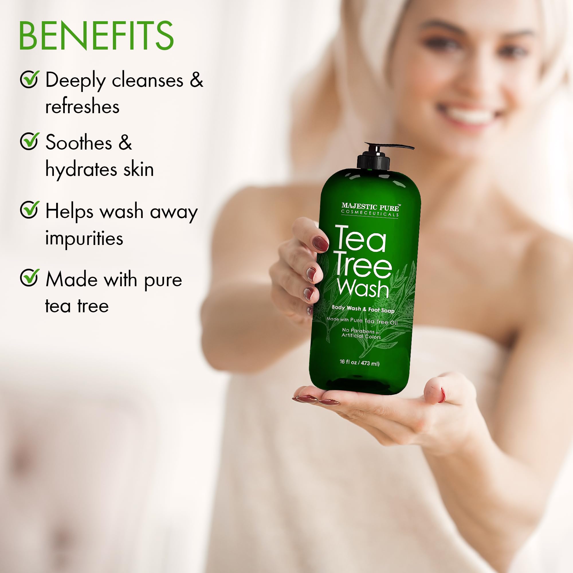 Majestic Pure Gel Douche Arbre à Thé — zones irritées apaisées après le soin