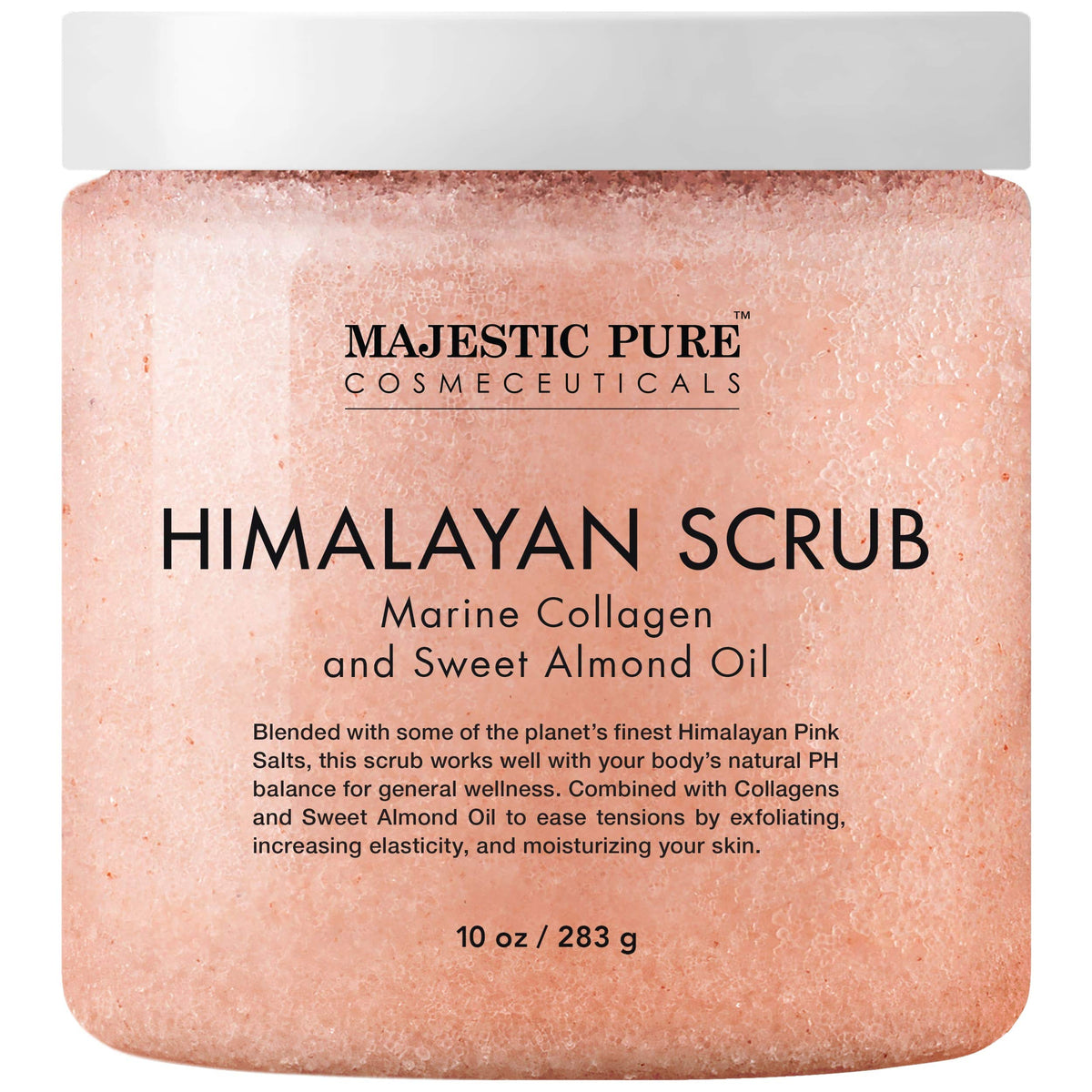 Majestic Pure gommage au sel Himalaya et collagène – exfoliation en douceur.