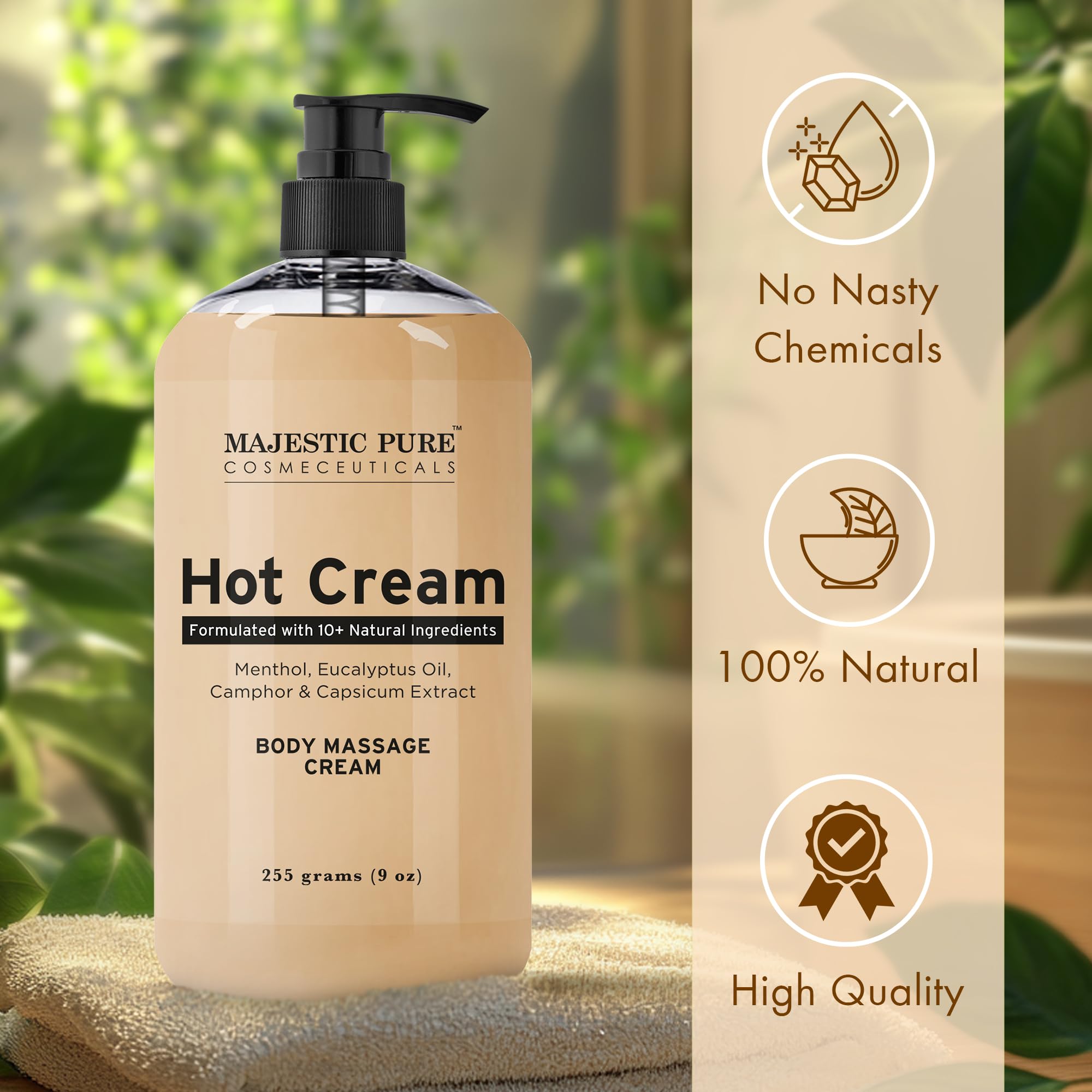 Zone cuisses et fesses traitées avec Majestic Pure Hot Cream.