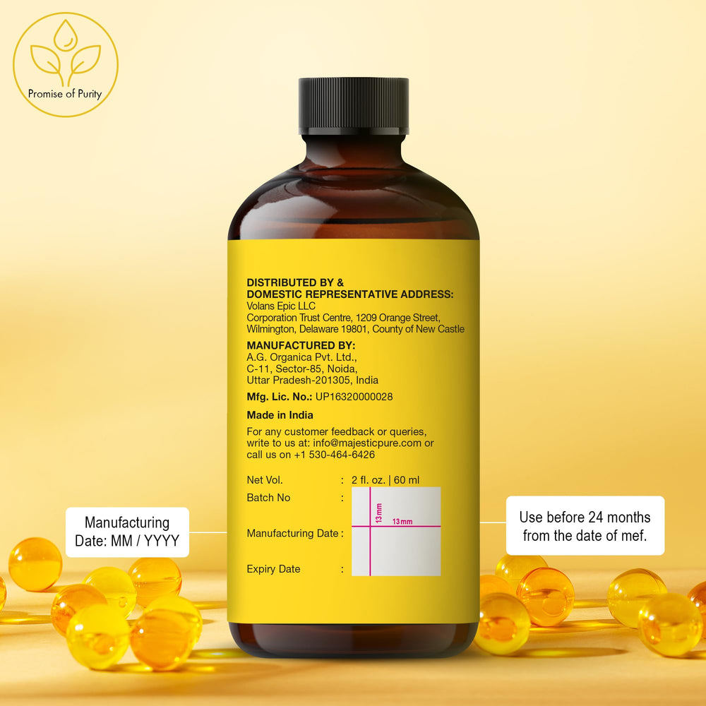 Majestic Pure huile vitamine E contour des yeux, éclaircit légèrement les cernes.
