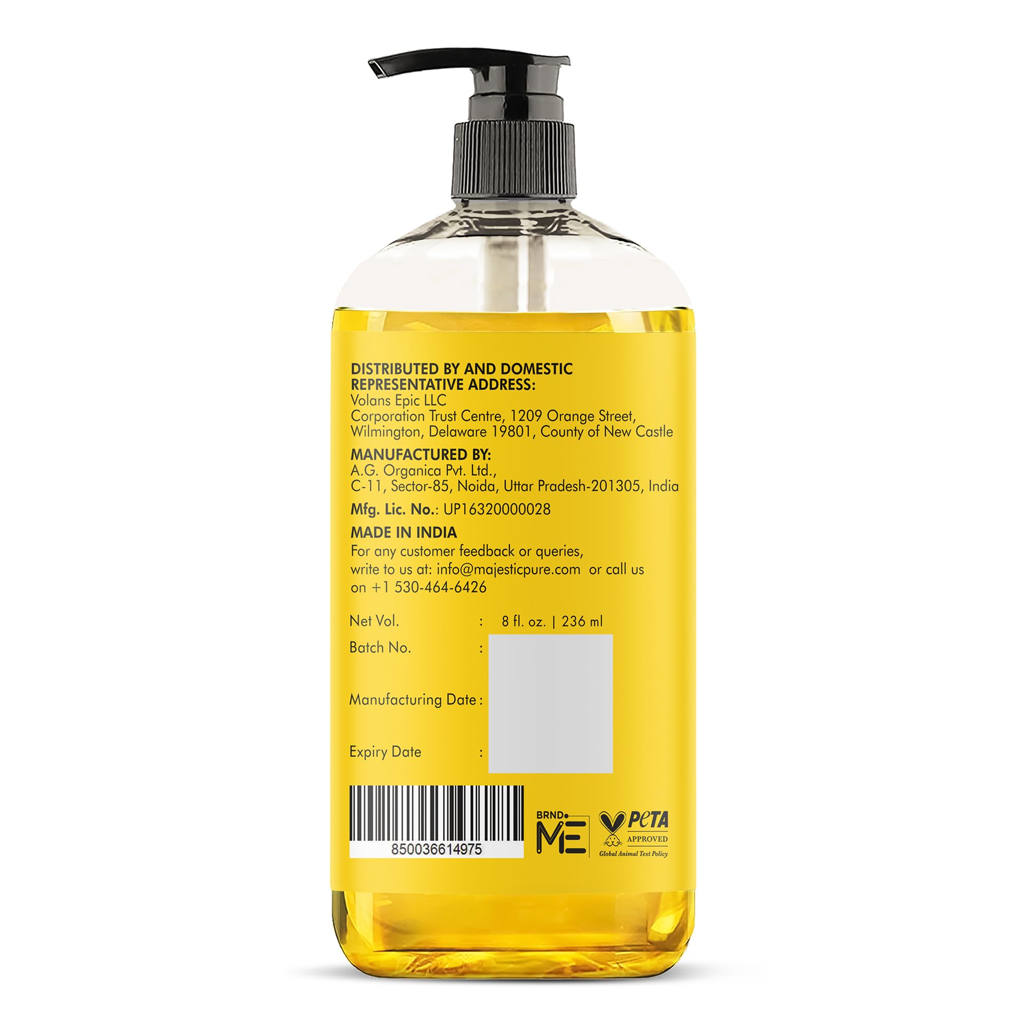 Majestic Pure vitamine E huile, ingrédient naturel pour routine beauté.