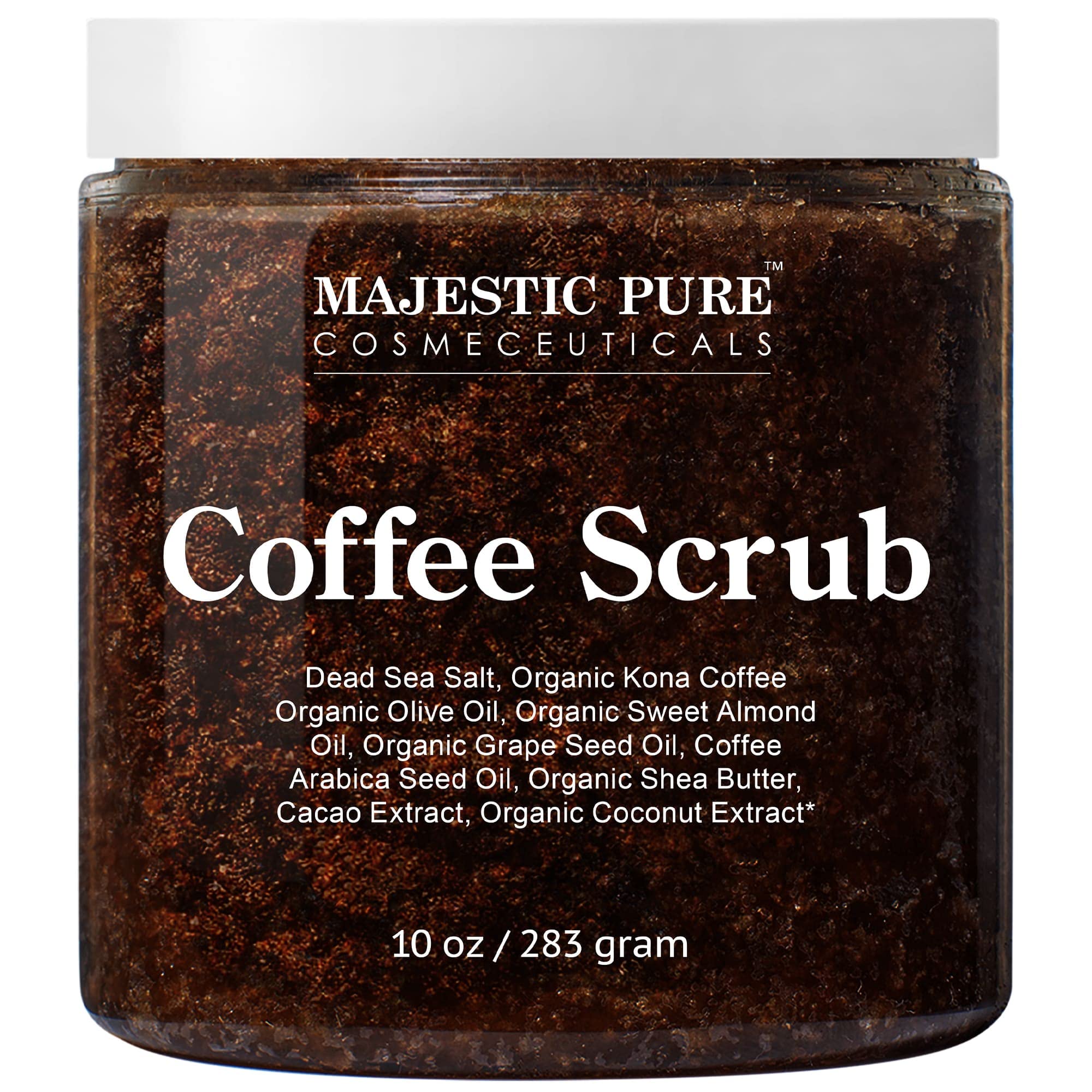 Gommage Majestic Pure Arabica – bouteille montrant l exfoliation naturelle pour peau lisse
