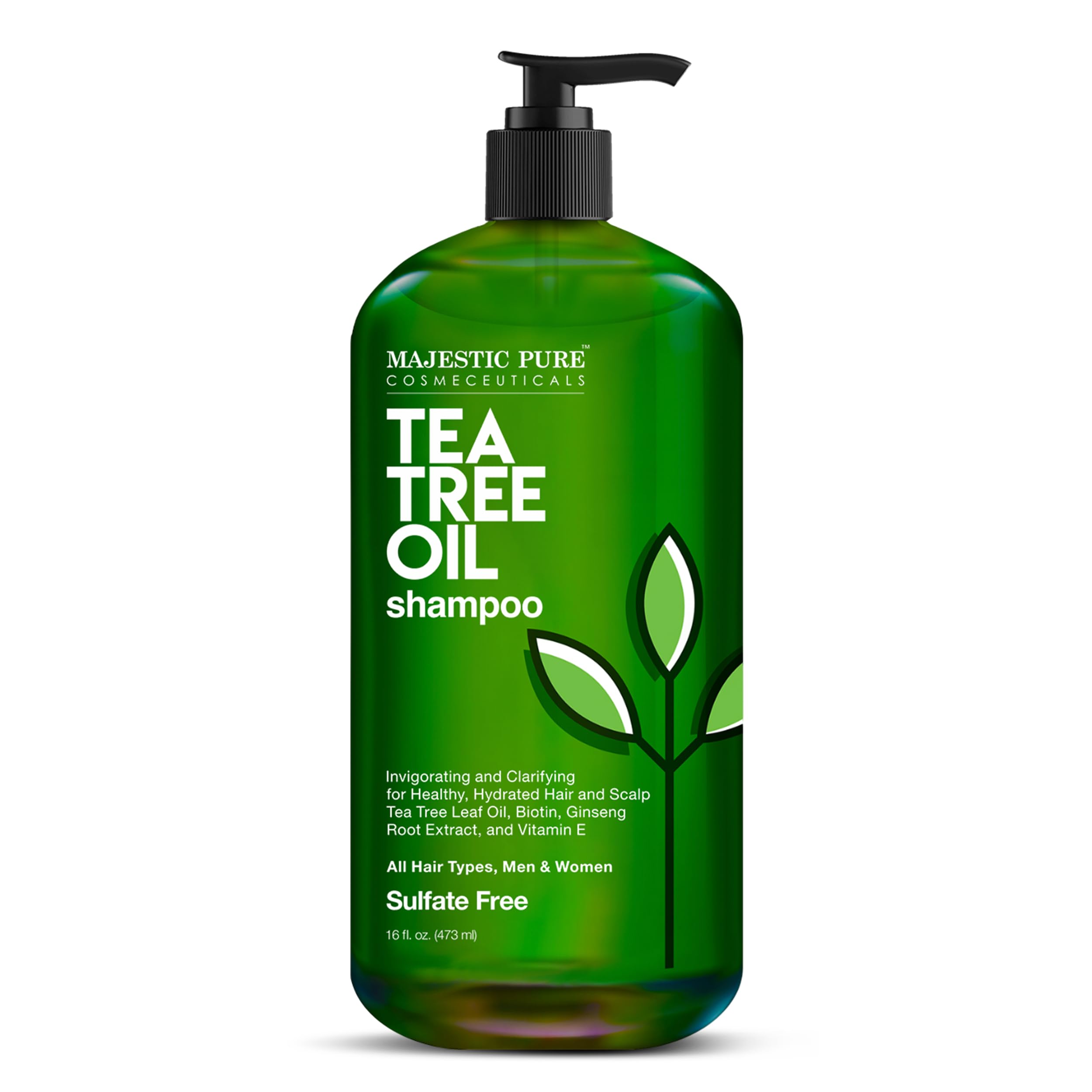 Majestic Pure Shampoing arbre à thé – bouteille élégante et hydratation potentielle pour cuir chevelu