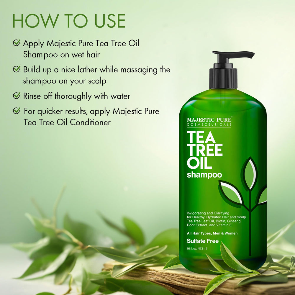 Majestic Pure Shampoing arbre à thé – cheveux de tous types préservés par la couleur