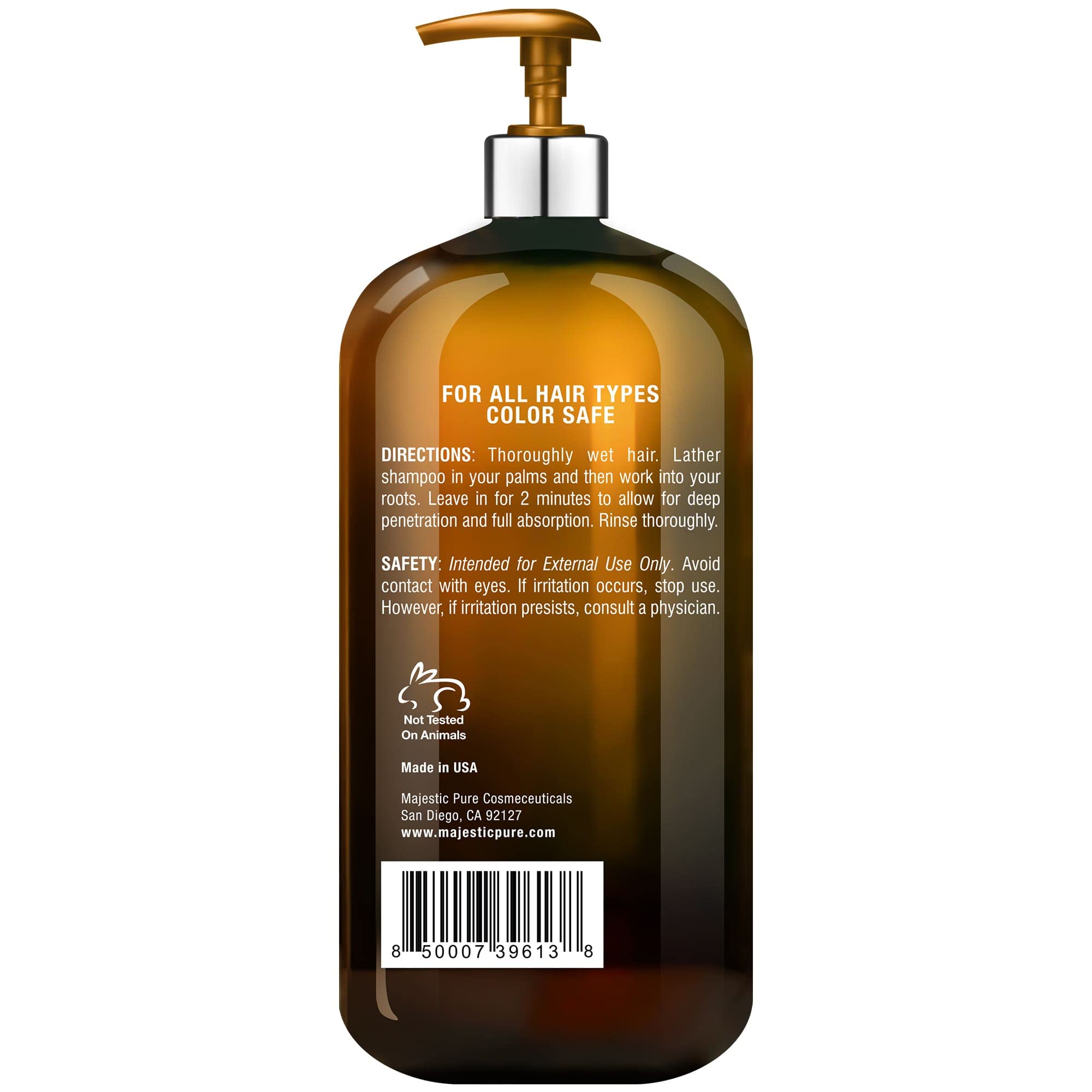 Majestic Pure Shampoing brillance retrouvée après utilisation grâce à des ingrédients nourrissants.
