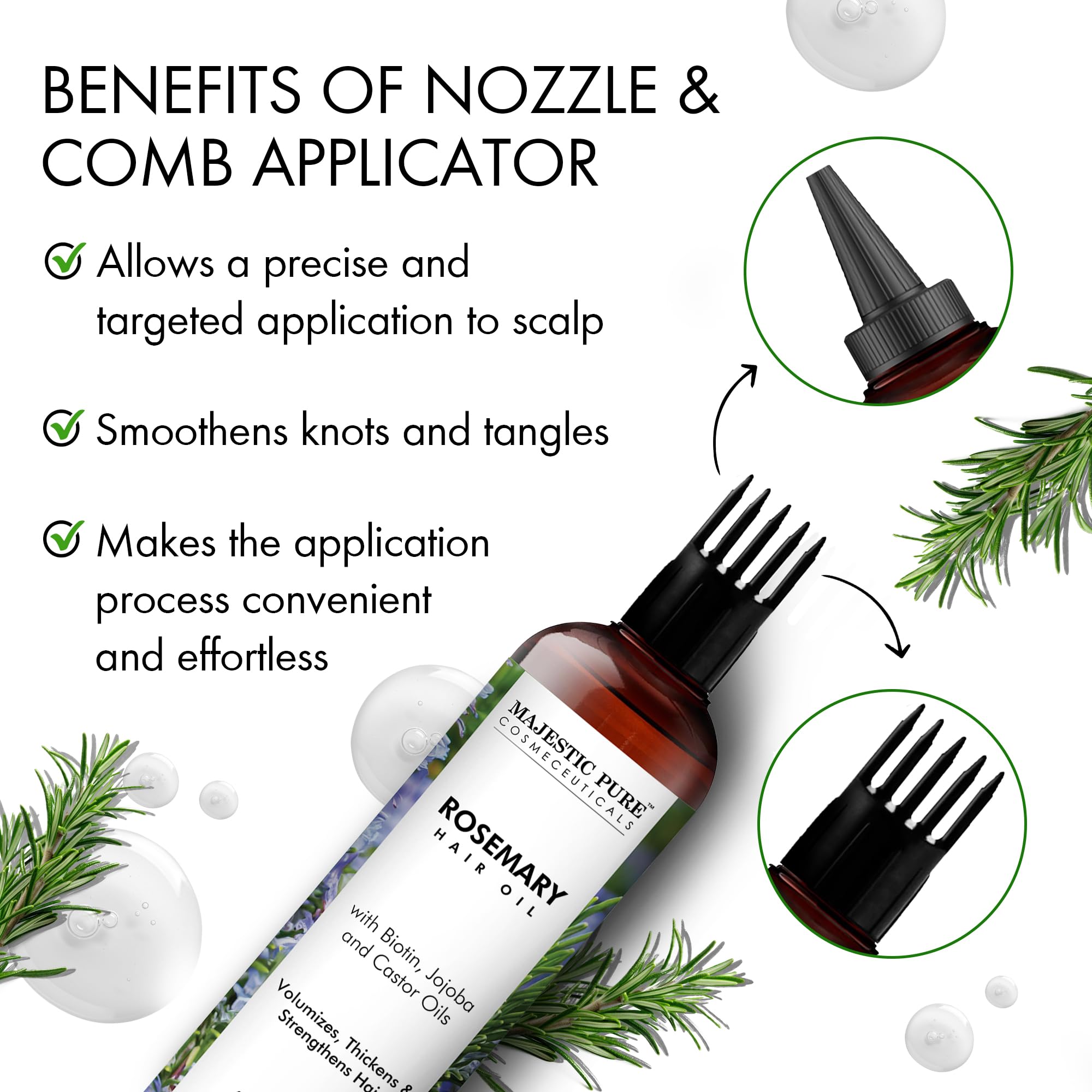 Huile Majestic Pure romarin — massage simple, application sans désordre.