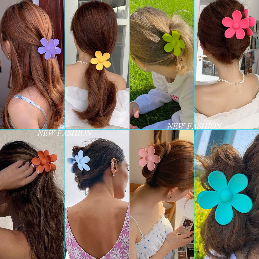 Pinces-majomi fleurs matte vert belles et robustes pour tous types de cheveux.