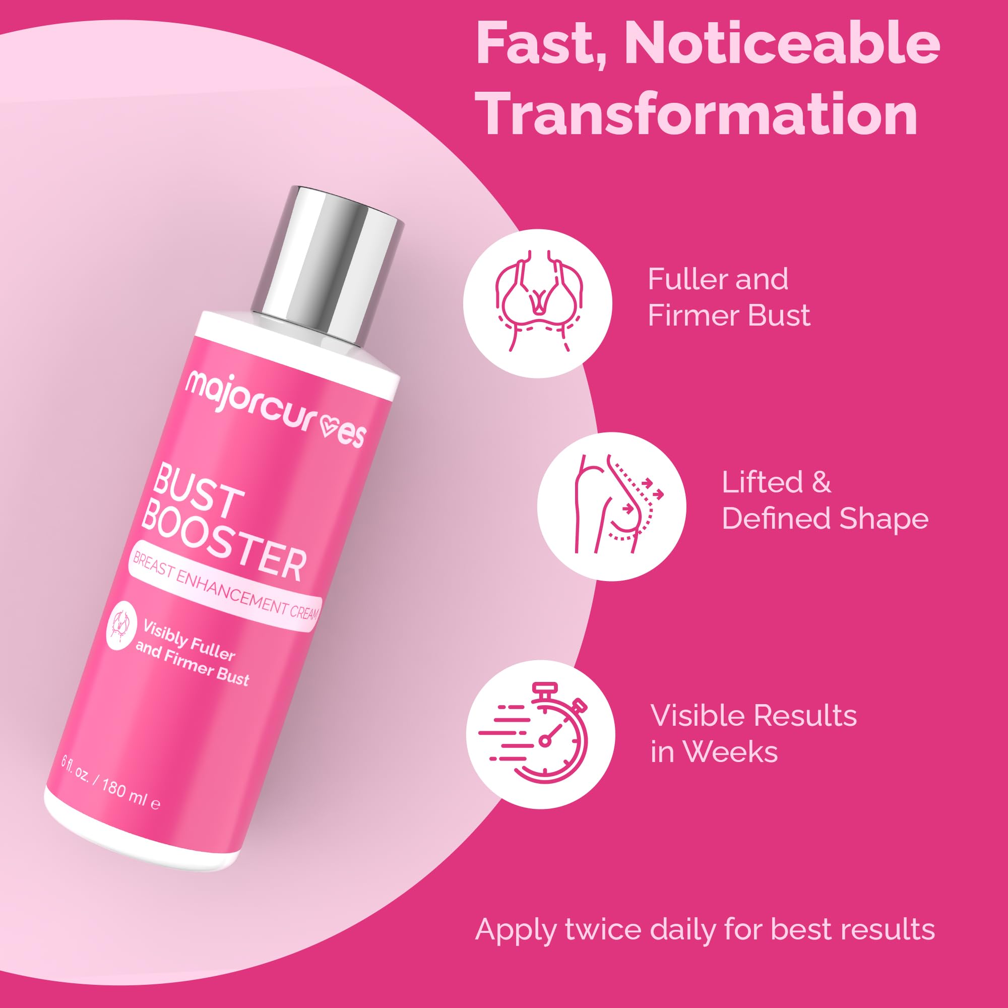 Application et massage de la crème Major Curves pour lisser et tonifier le buste