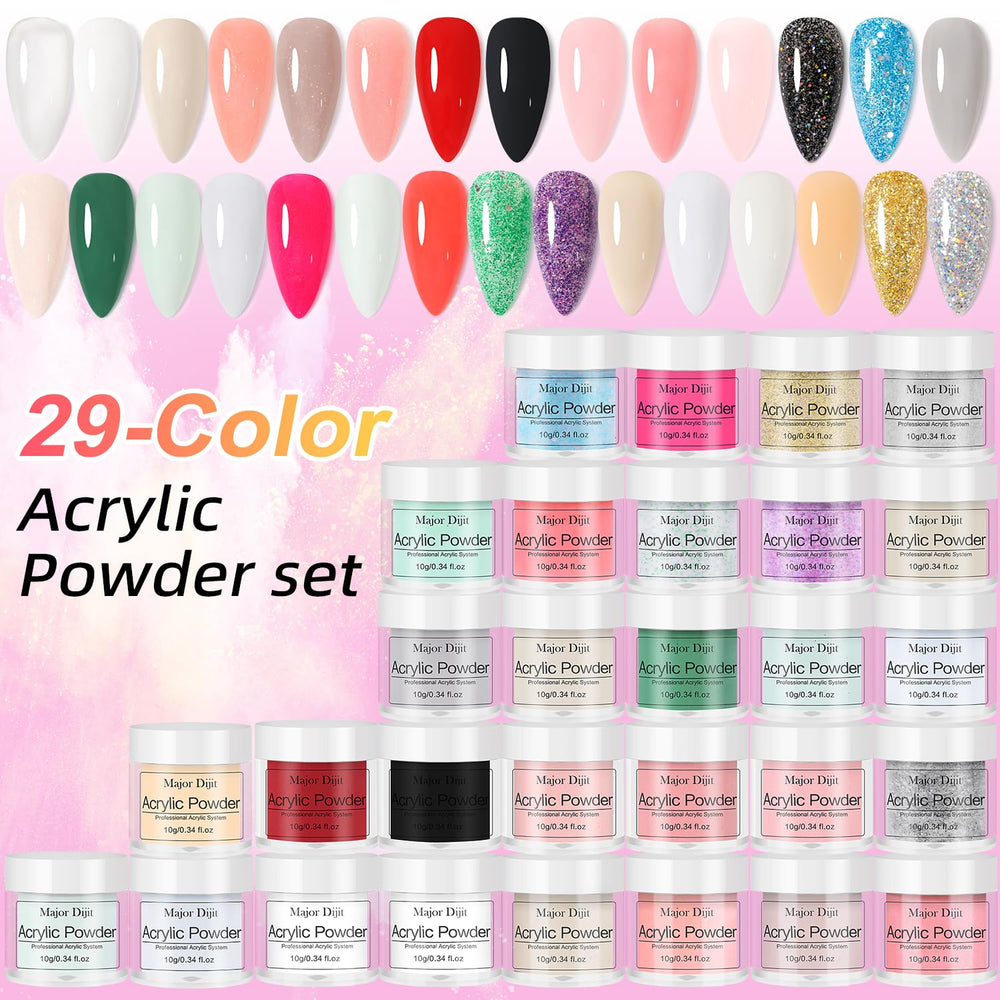 Major Dijit poudre acrylique 29 couleurs pour designs variés
