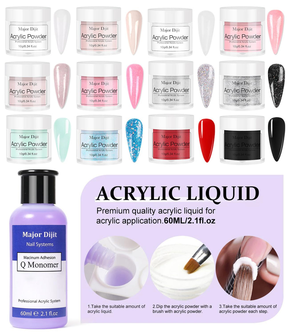 Major Dijit poudre-acrylique-rose : application lisse et homogène sur les ongles.
