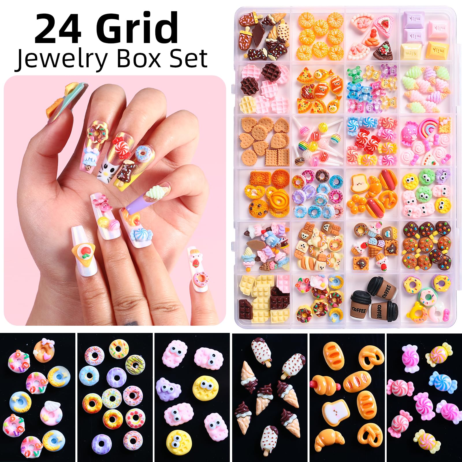 Majordijit charmes glace 3D: couleurs vives pour décorations estivales sur ongles.