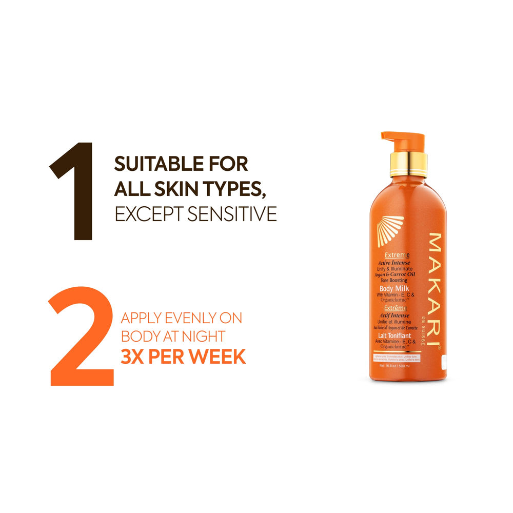 MAKARI Extreme Active Intense Carrot & Argan Oil Body Milk soin-quotidien: intégration facile à la routine.