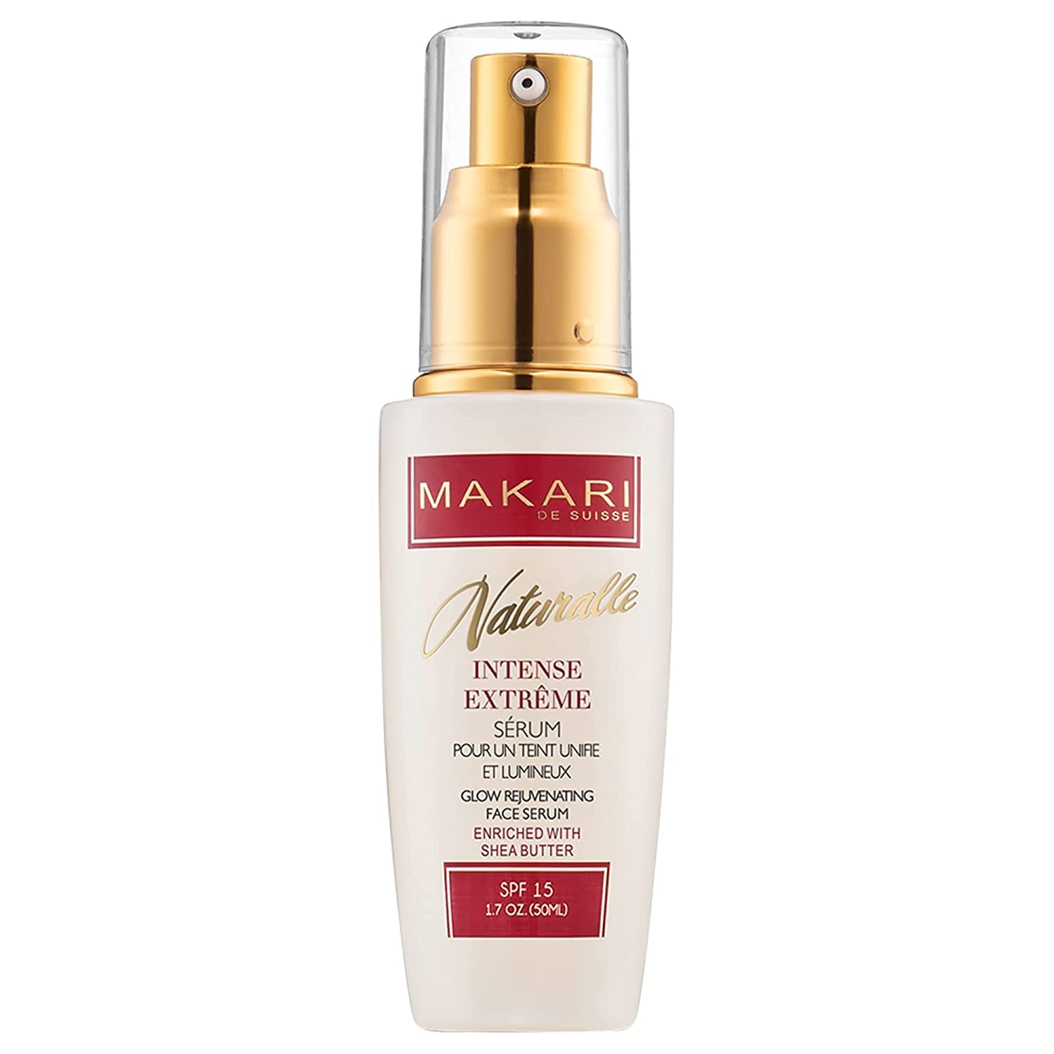 Makari Intense Extreme Toning Serum – bouteille avec pompe pour application précise et propre.