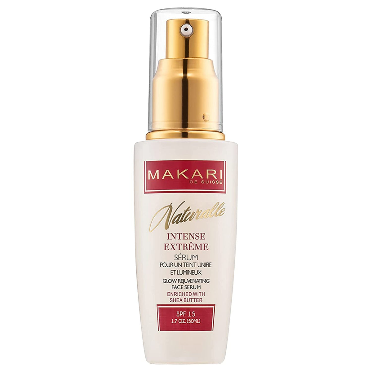Makari Intense Extreme Toning Serum – bouteille avec pompe pour application précise et propre.