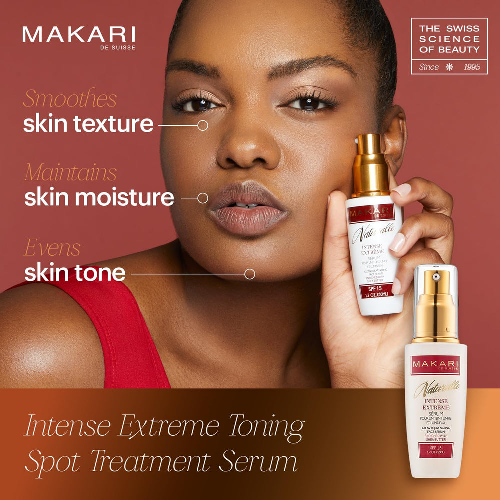 Makari Intense Extreme Toning Serum – texture soyeuse prête à hydrater et lisser la peau.