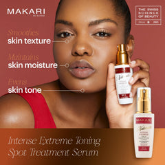 Makari Intense Extreme Toning Serum – texture soyeuse prête à hydrater et lisser la peau.