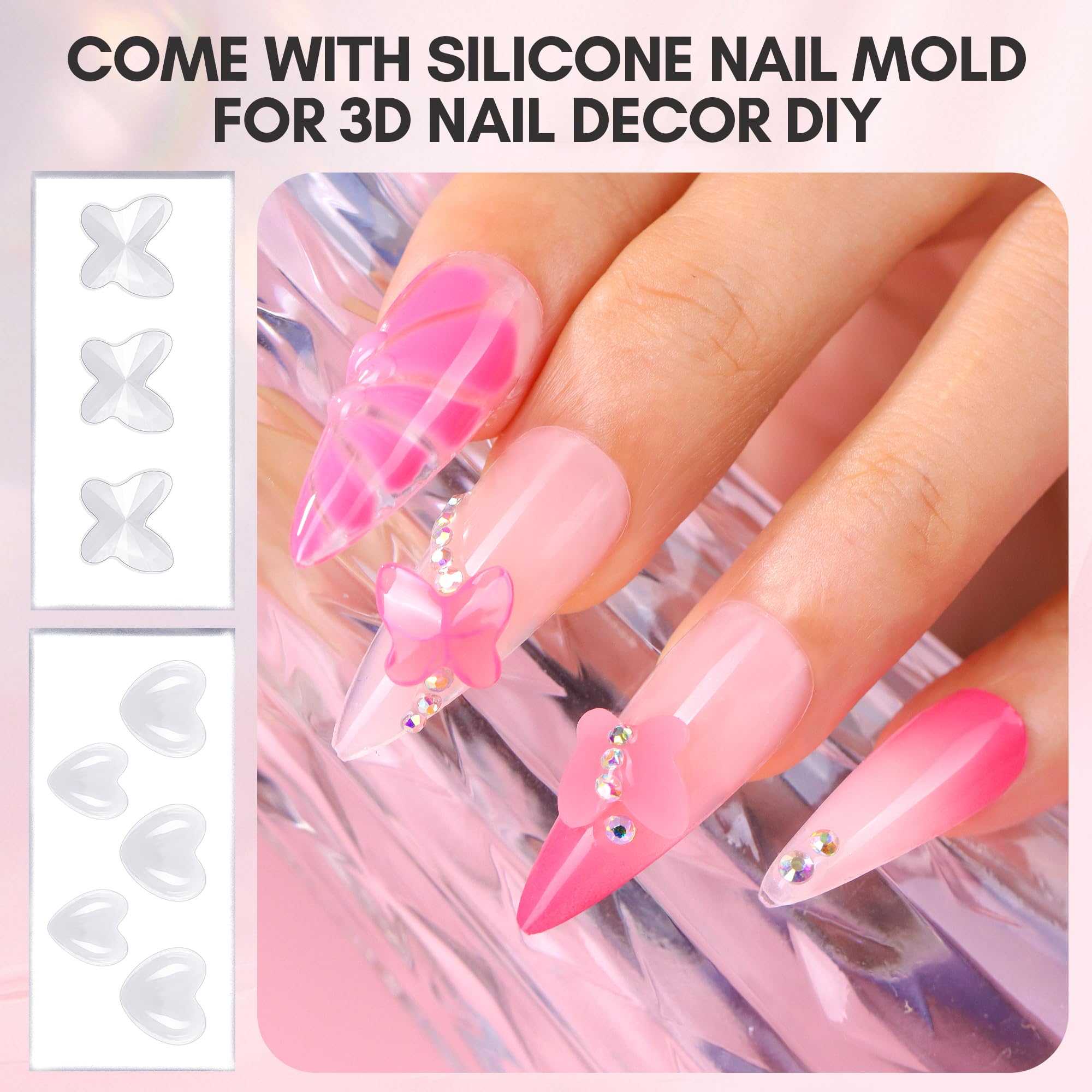 Makartt 3D gel nail art close-up highlights smooth texture.