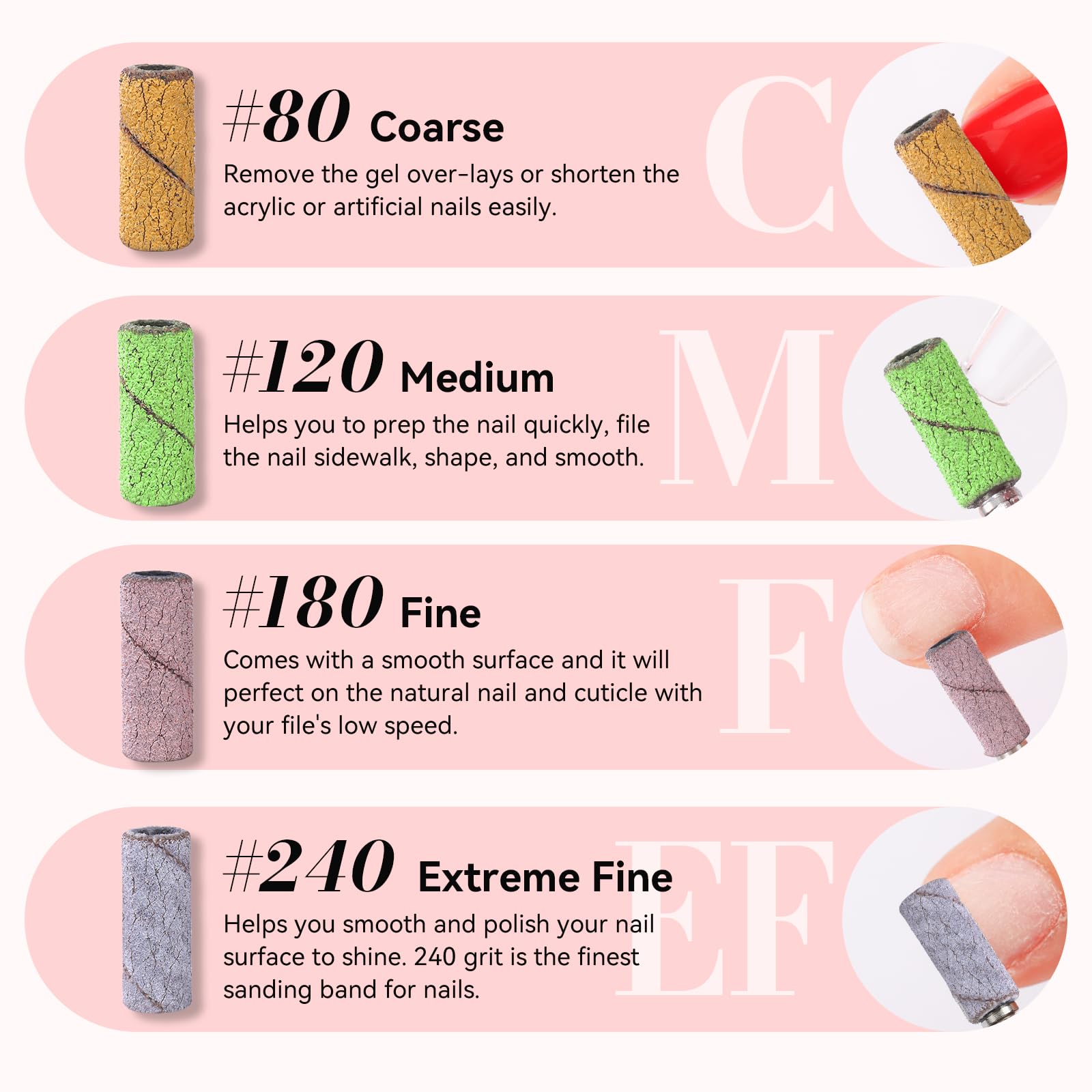 Bandes Makartt 120 grain: préparent rapidement les ongles et contours