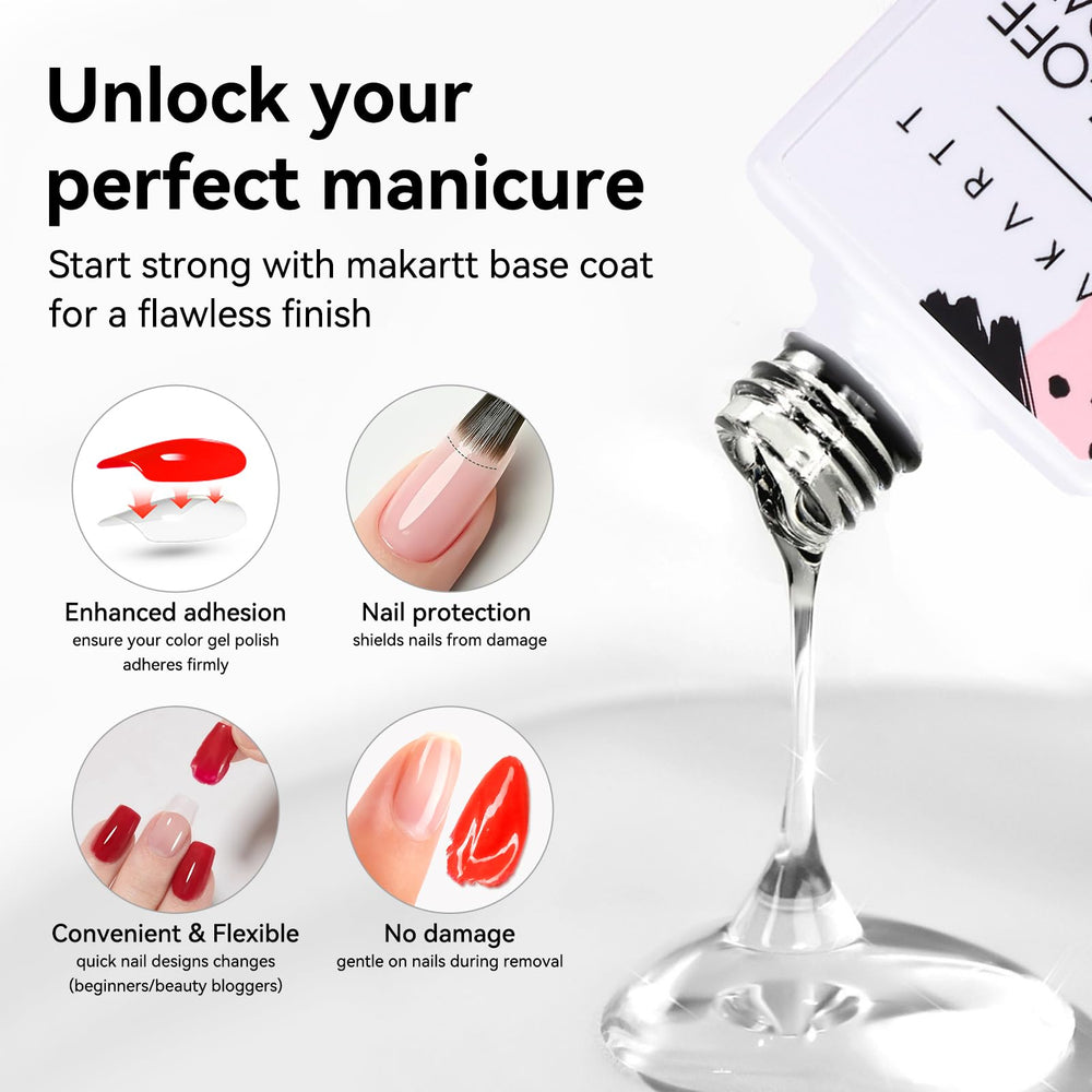 Makartt base gel pelable – application facile sur ongles nets.