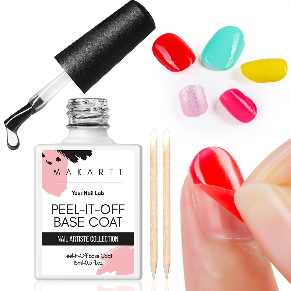 Makartt base gel pelable – bouteille 15 ml prête à l'emploi et rapide.