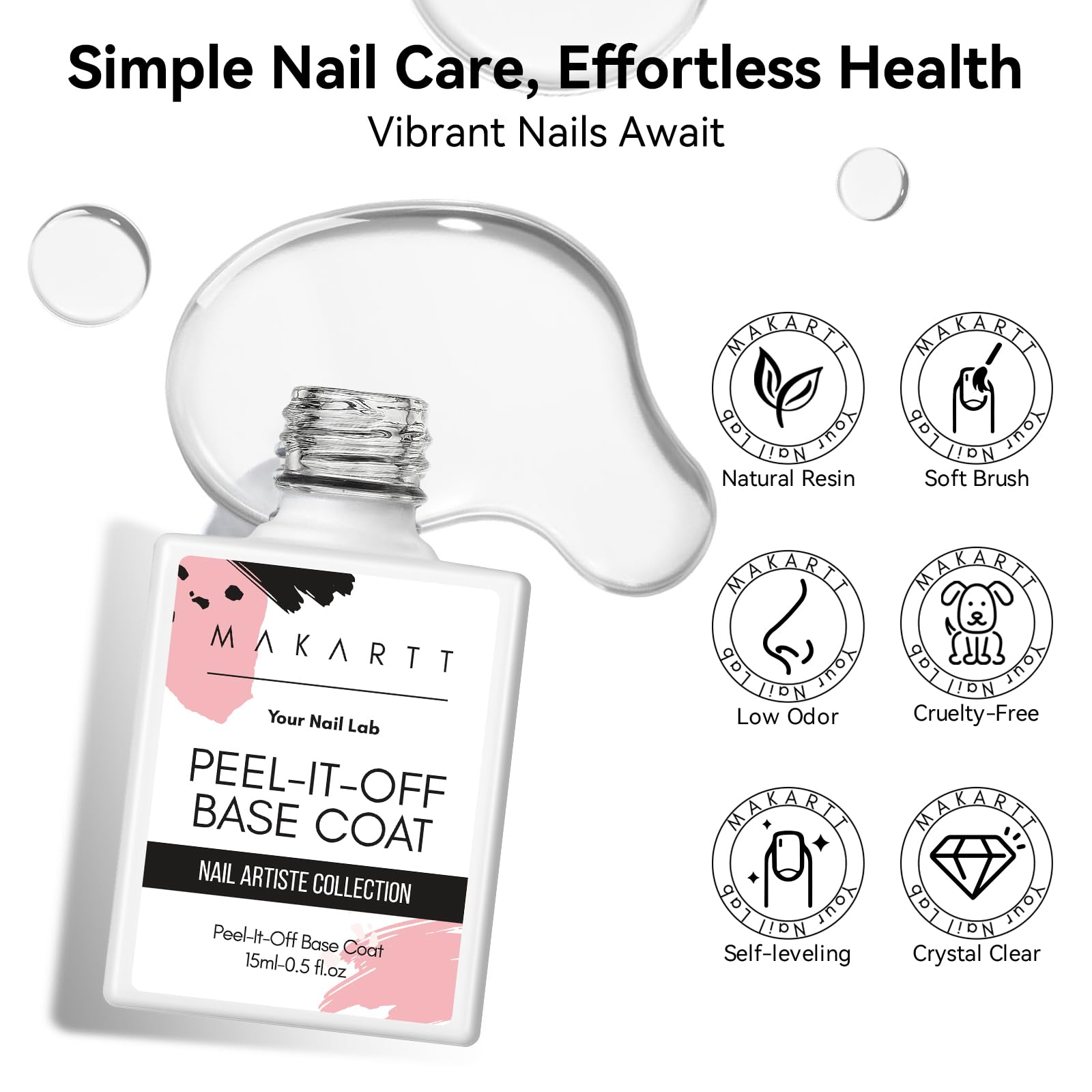 Idéal pour débutants Makartt – base gel pelable pour ongles.