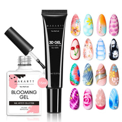 Makartt Blooming Gel sur ongles avec effet aquarelle délicat.