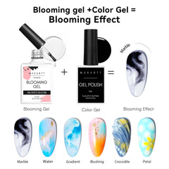 Makartt Blooming Gel créant un motif marbré élégant.
