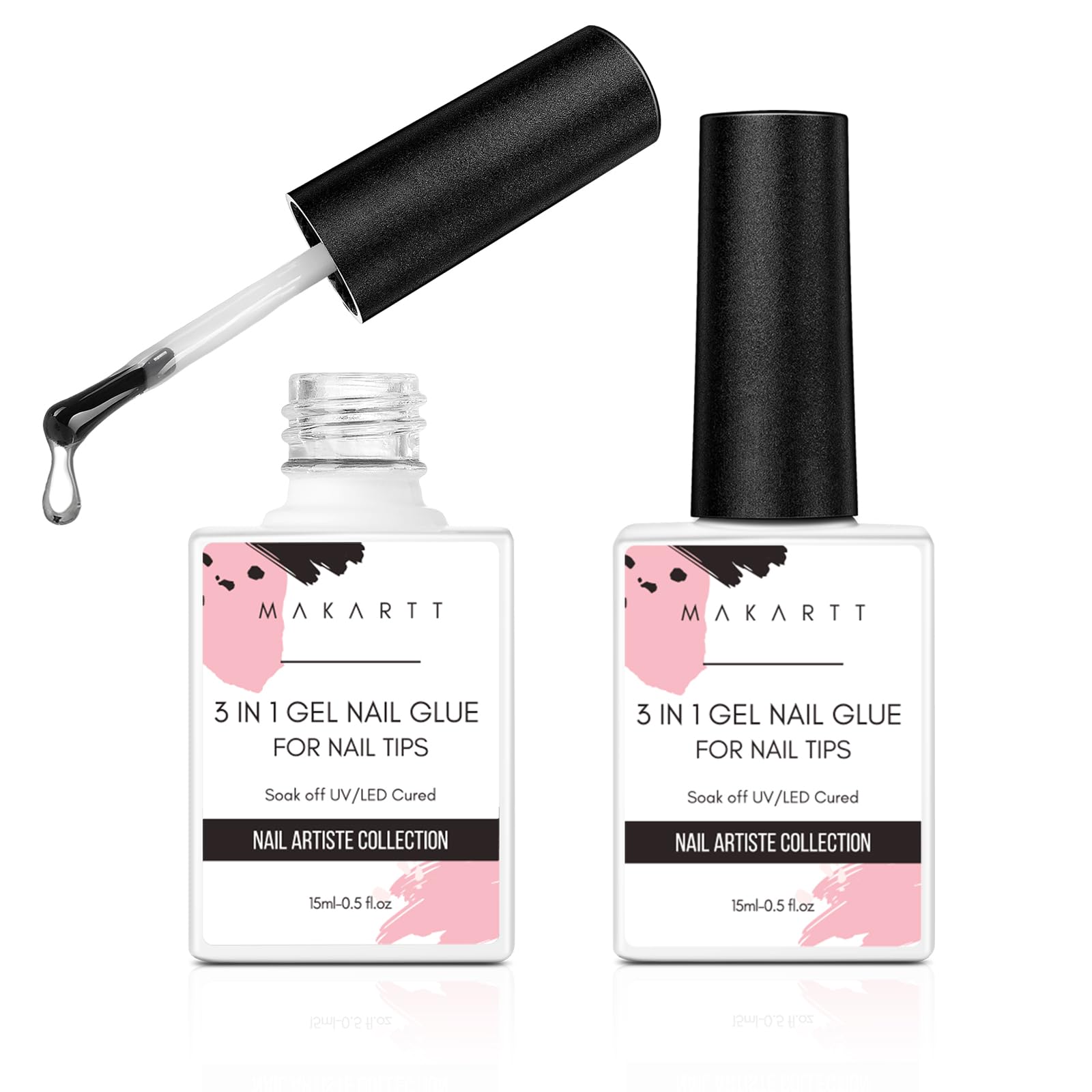 Makartt Colle Gel Ongles 3 en 1 avec applicateur pinceau, fixation rapide.