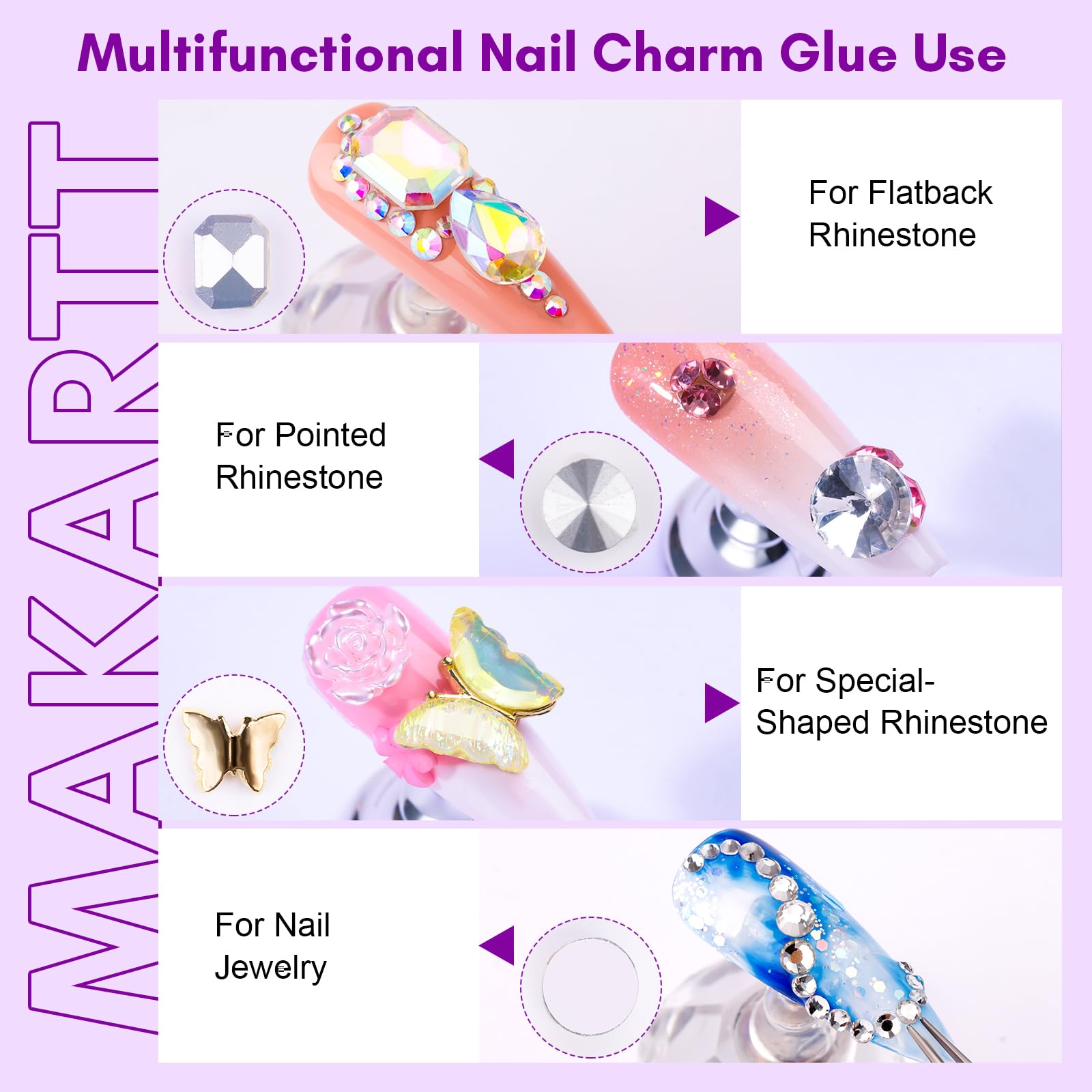 Makartt Décorations ongles 3D – décorations scintillantes prêtes à fixer.