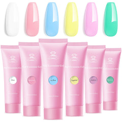 Makartt ensemble gel poly pour extensions faciles et six couleurs pastel.