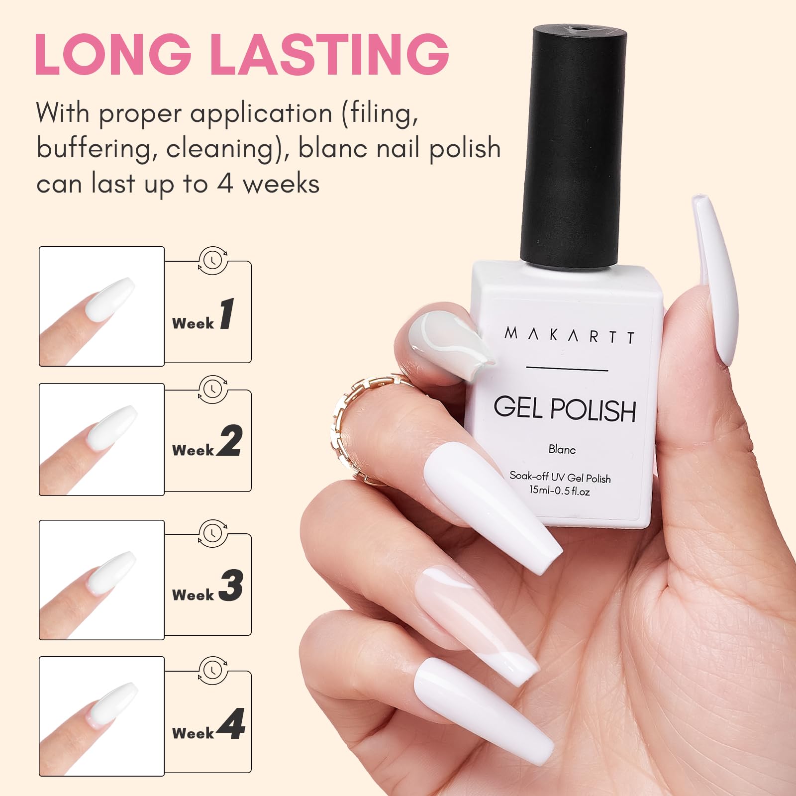 Makartt Finition brillante gel blanc longue tenue et éclat durable