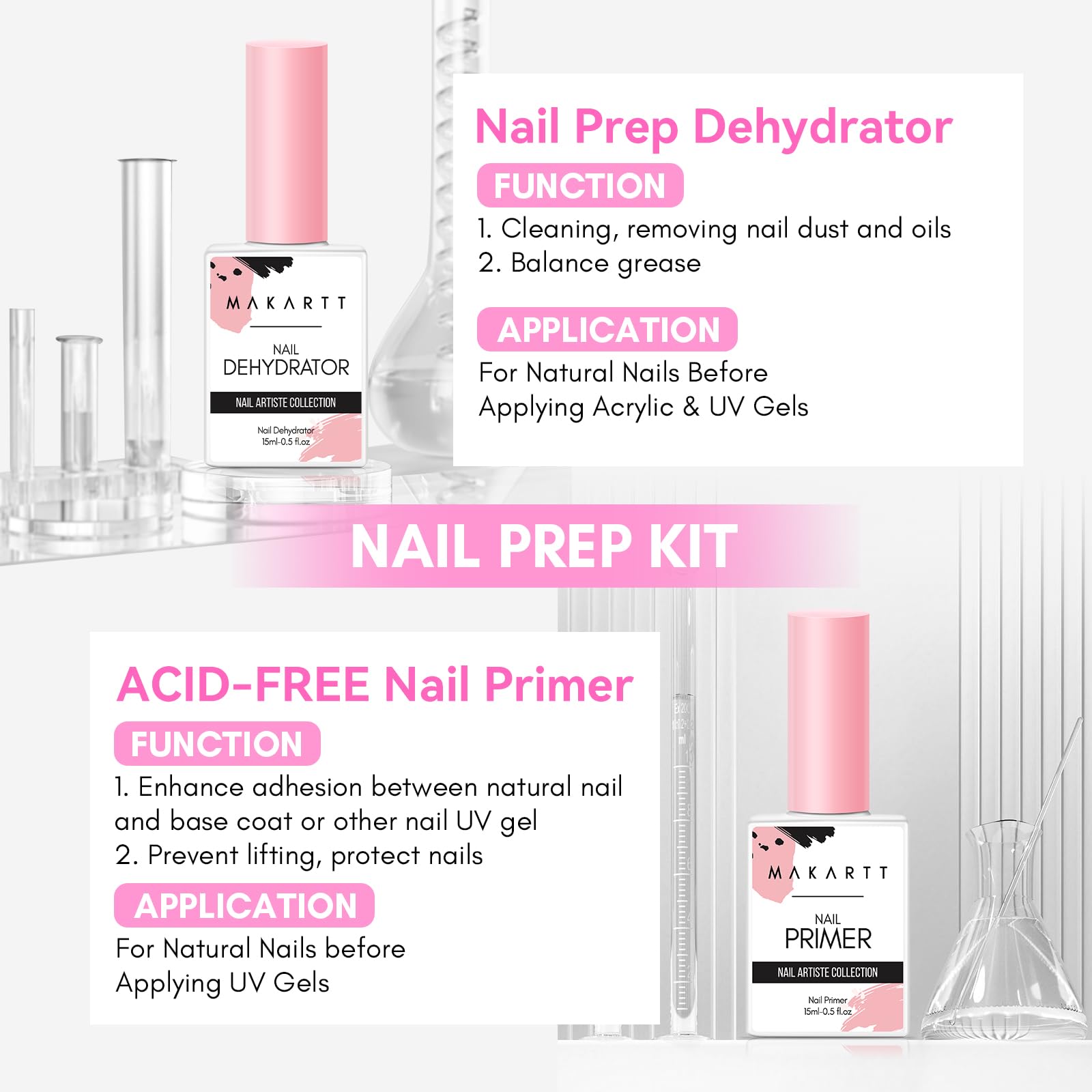 Makartt déshydratant — flacon compact assurant une surface propre avant gel.