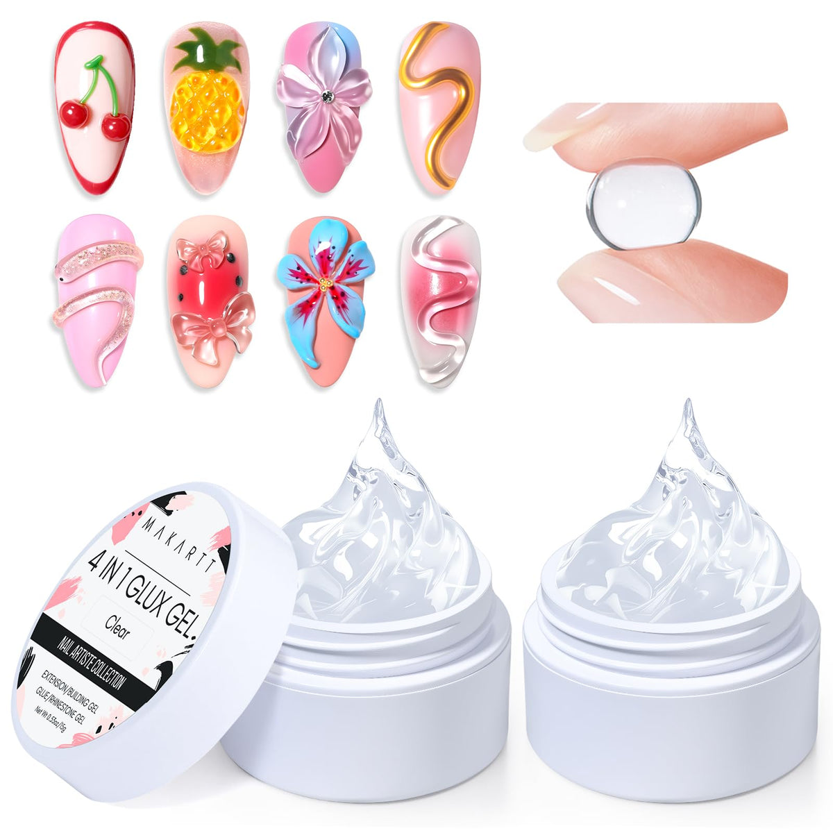 Makartt Gel 3D extension ongles, aperçu clair et durable pour extensions