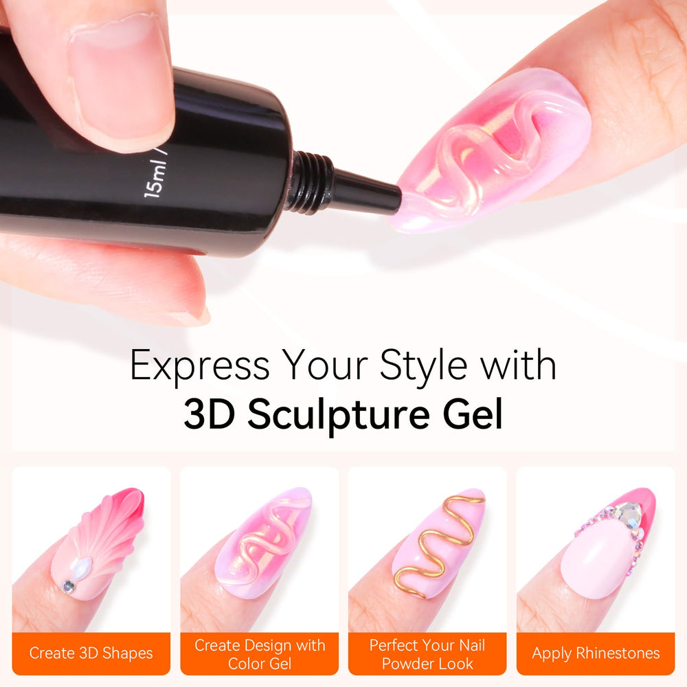 Makartt Gel 3D sur ongles, motifs en relief et détails gravés pour une déco chic.