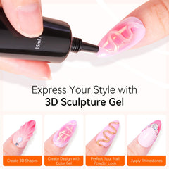 Makartt Gel 3D sur ongles, motifs en relief et détails gravés pour une déco chic.