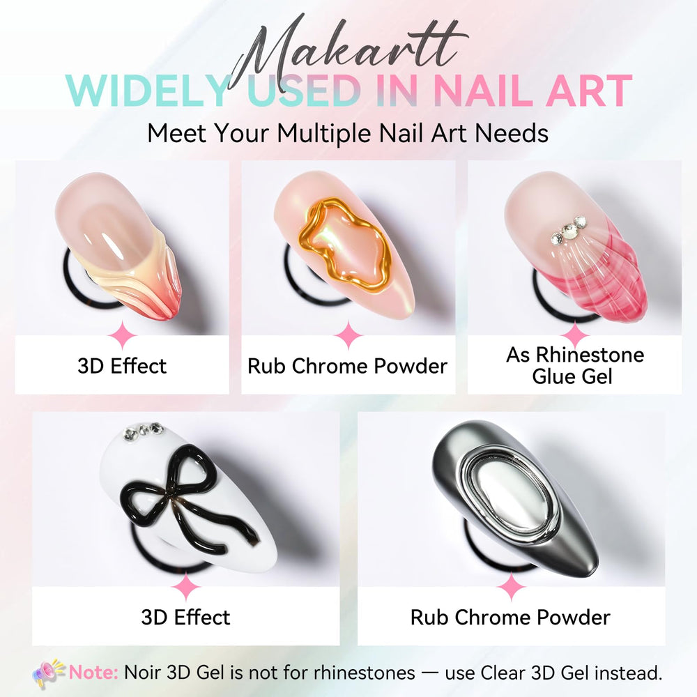 Makartt Gel 3D noir pour motifs audacieux et détails prononcés.
