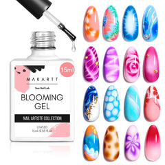 Makartt Gel Éclosion Transparent – démonstration d'effet floraison clair sur ongles