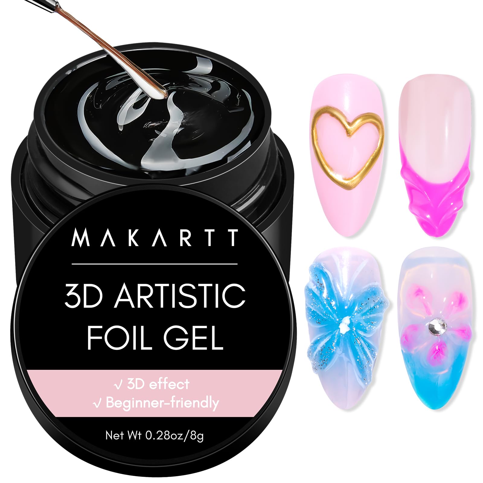 Makartt Gel Adhésif Foil pour ongles, transfert rapide du motif métallique
