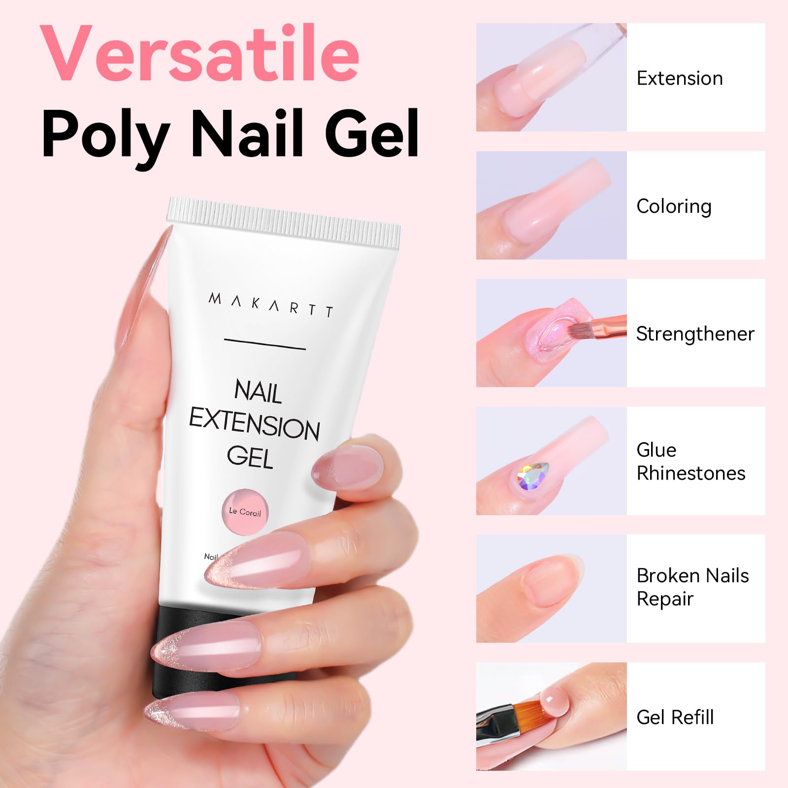 Makartt Gel Poly Ongles – application facile pour débutants