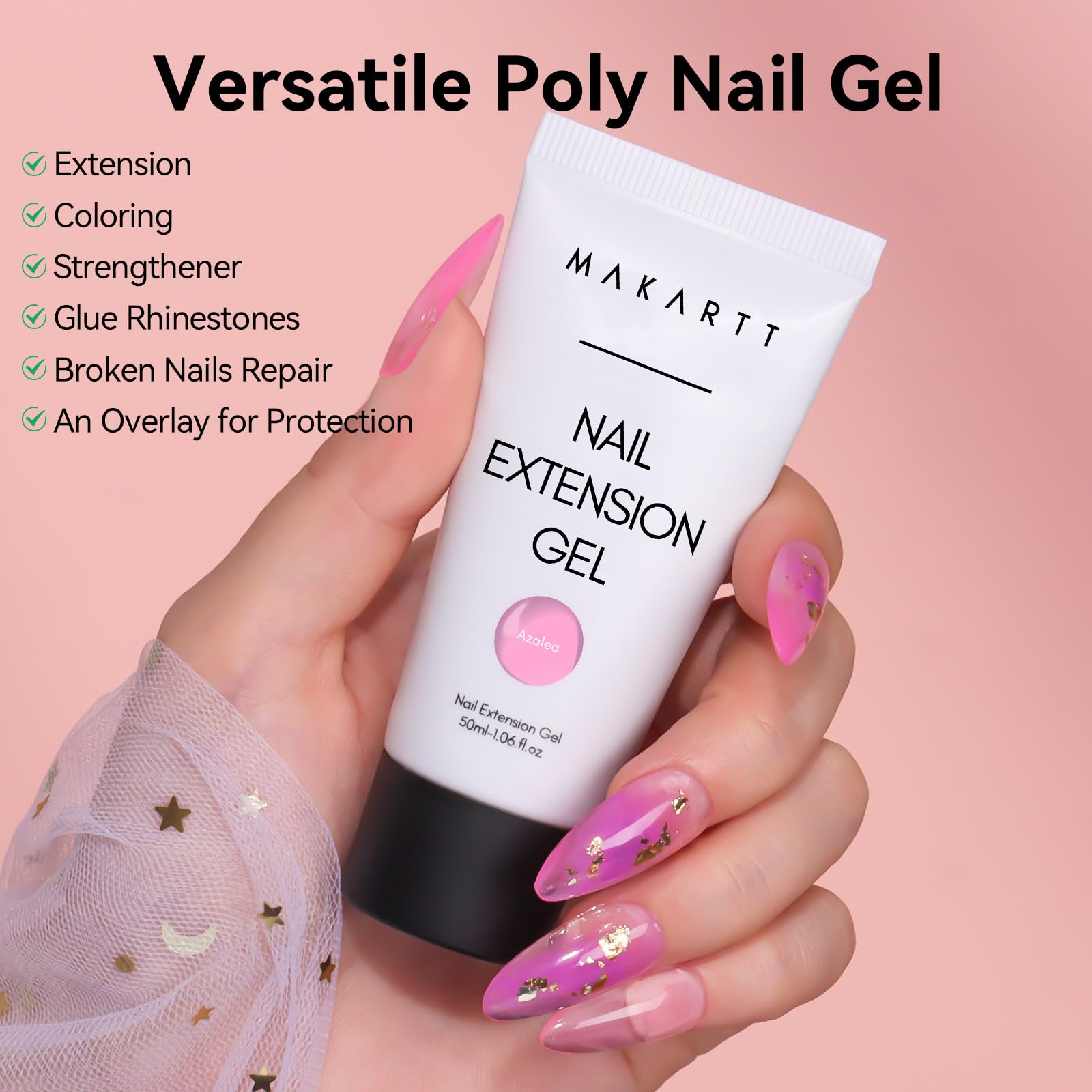 Emballage Makartt Gel Poly Ongles 50ml, kit prêt à l’emploi.