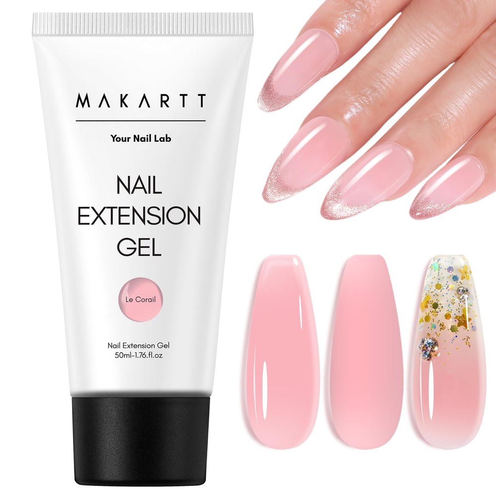 Makartt Gel Poly Ongles – base naturelle rose 50 ml, extension élégante et durable