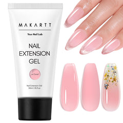 Makartt Gel Poly Ongles – base naturelle rose 50 ml, extension élégante et durable