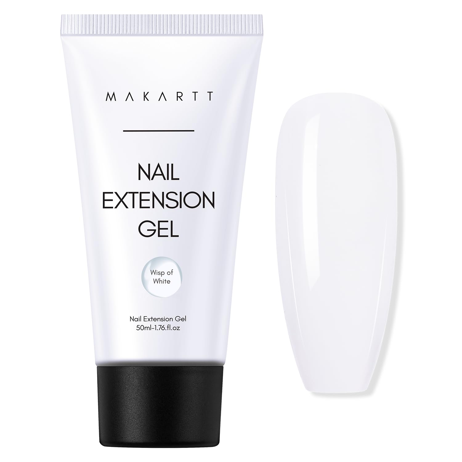 Makartt gel polymère blanc lait 50 ml, flacon élégant prêt à l’emploi pour des ongles solides.